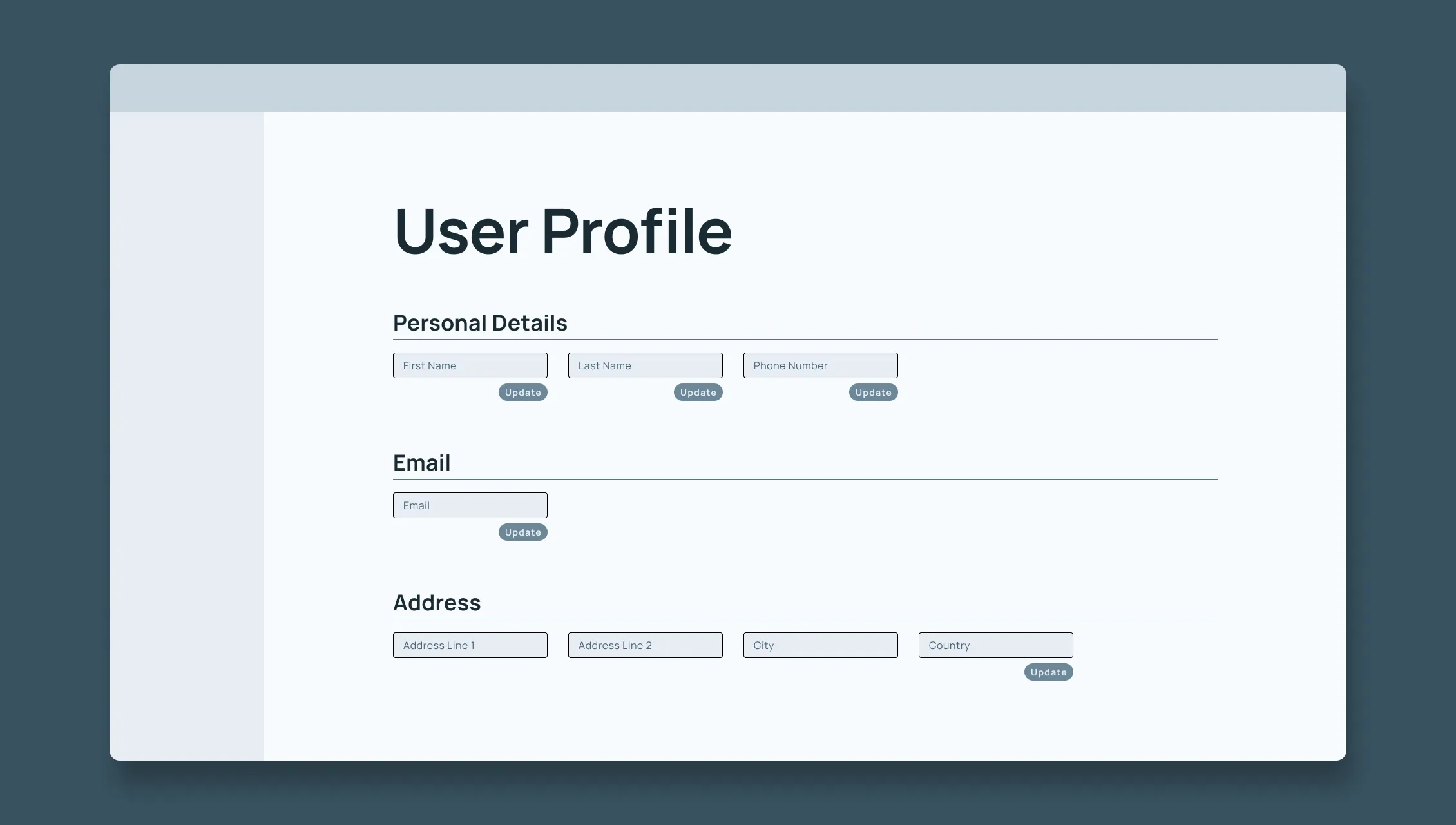 A user profile page with poor UX